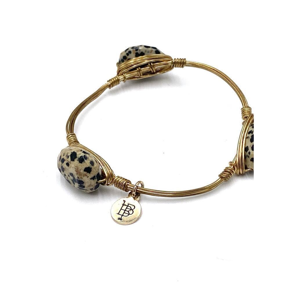 Bourbon and Boweties Bracelet Bangle 7.25”Dalmatian Jasper